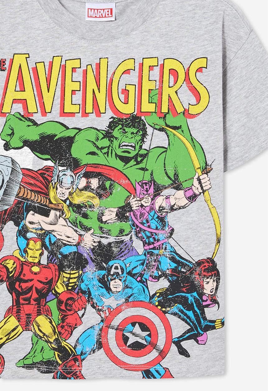 Cotton On - Avengers drop shoulder short sleeve tee - grey
