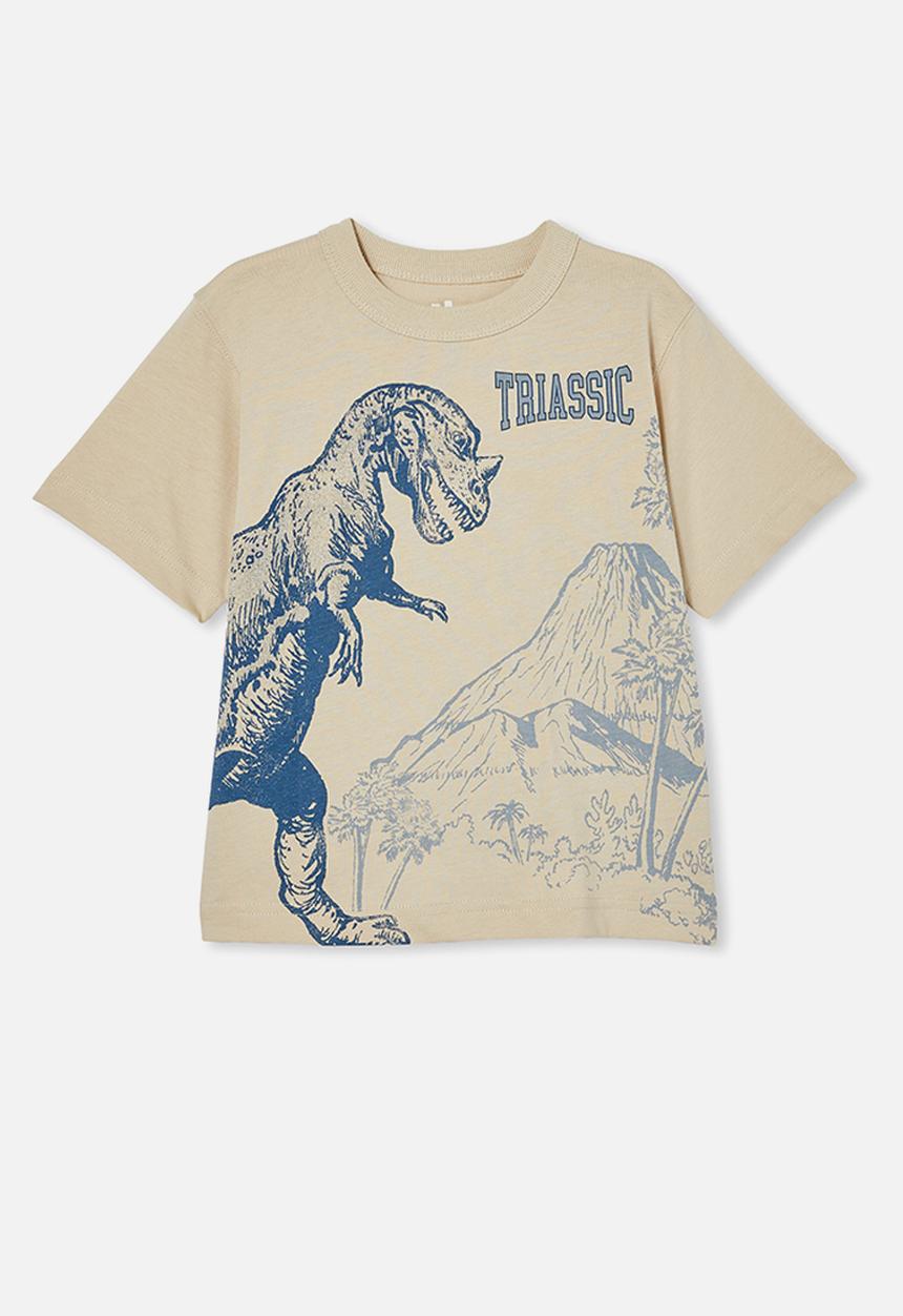 Cotton On - Jonny short sleeve graphic print tee - rainy day/dinosaurs