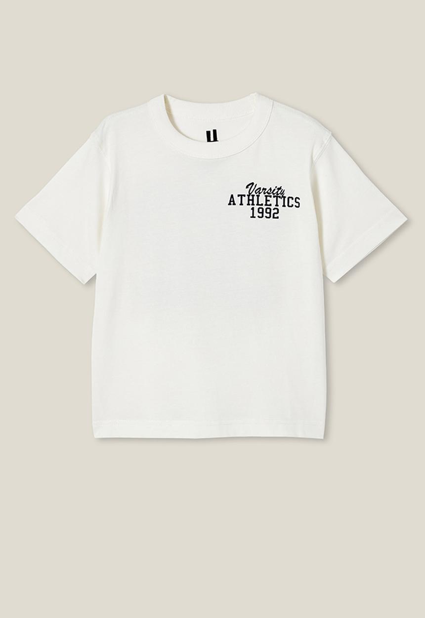 Cotton On - Jonny short sleeve graphic print tee - vanilla/varsity athletics 1992