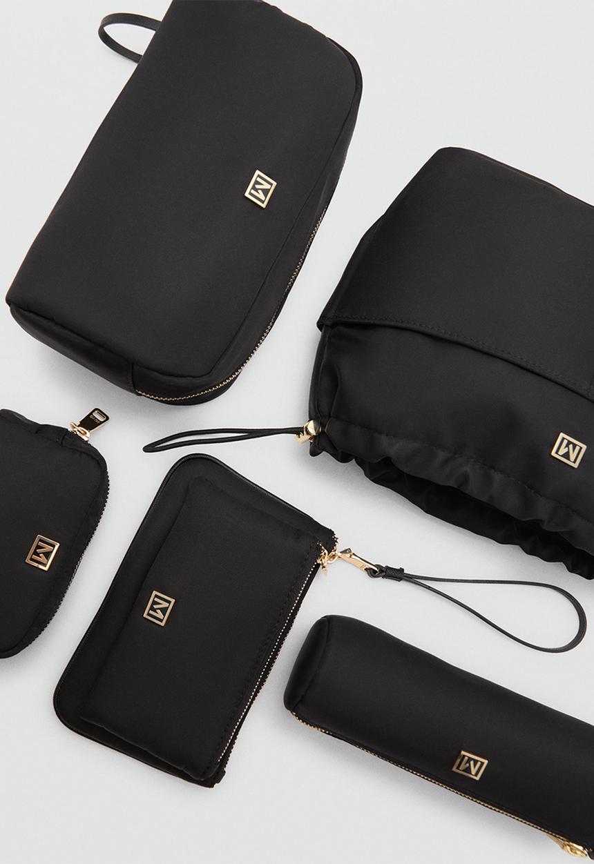 MANGO - Cosmetic top zip bag - black