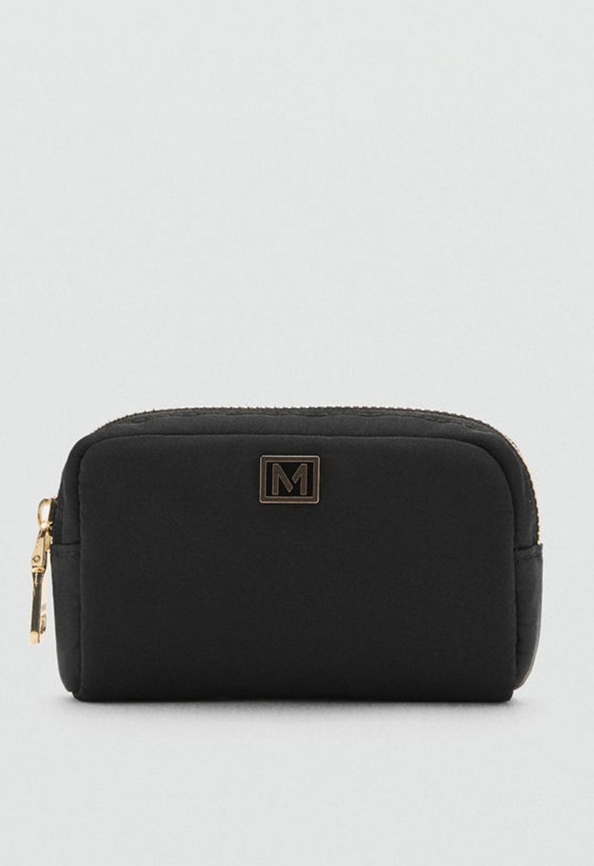 MANGO - Cosmetic top zip bag - black