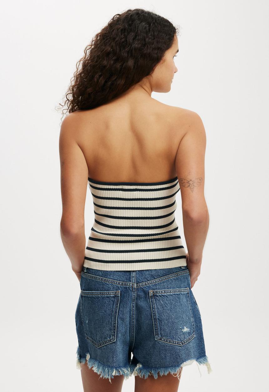 Cotton On - Fashion Rib Bandeau-Stone Stripe