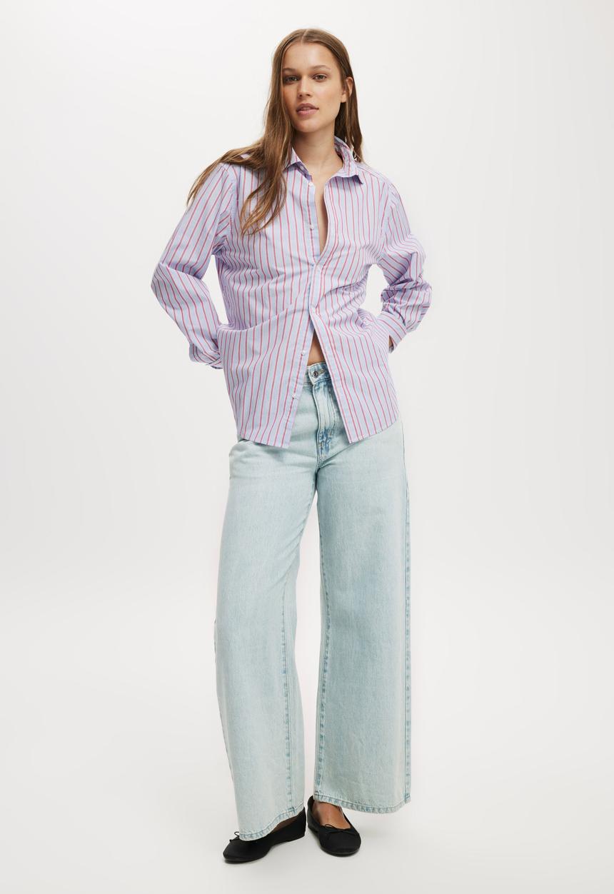 Cotton On - Heritage Shirt-Rai Stripe Red/Blue