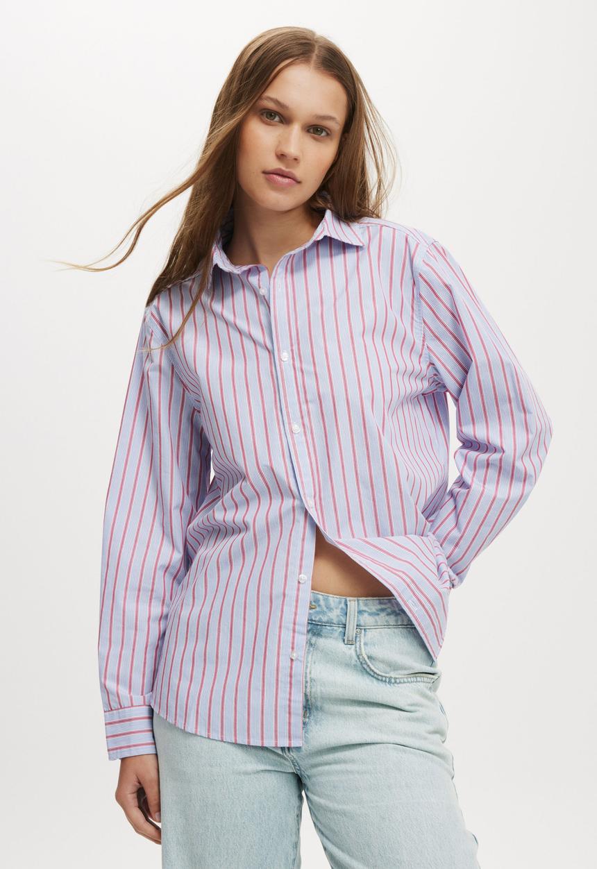 Cotton On - Heritage Shirt-Rai Stripe Red/Blue