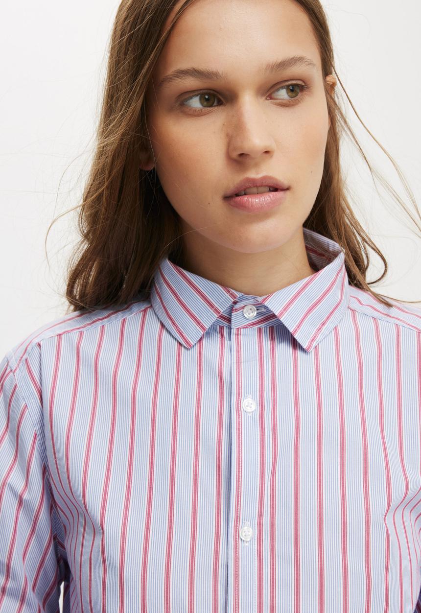 Cotton On - Heritage Shirt-Rai Stripe Red/Blue
