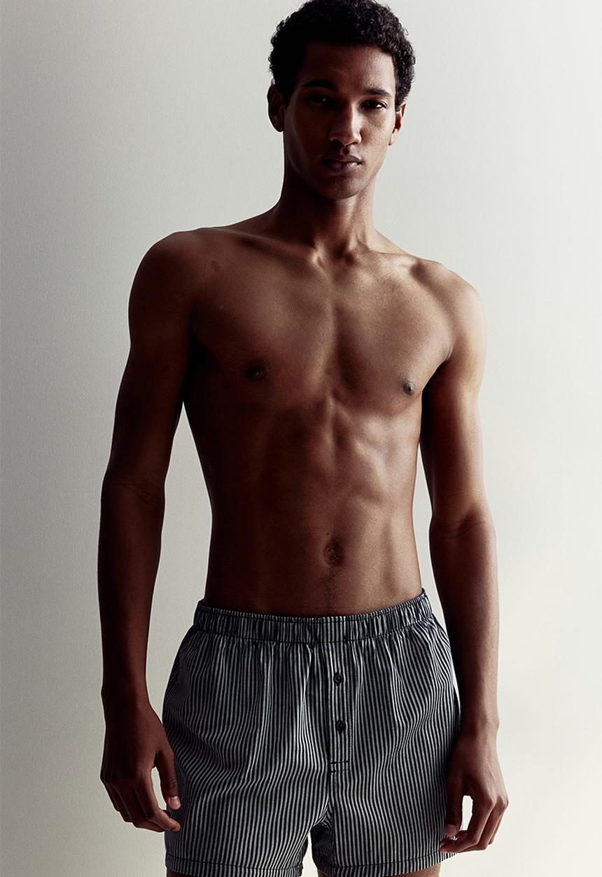 H&M - 5-Pack woven cotton boxer shorts - black striped