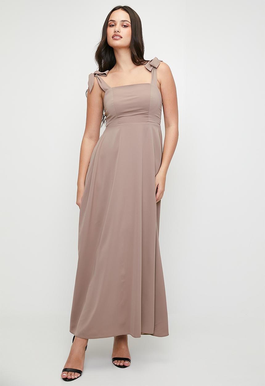 MILLA - Square neck maxi dress with tie detail - antler