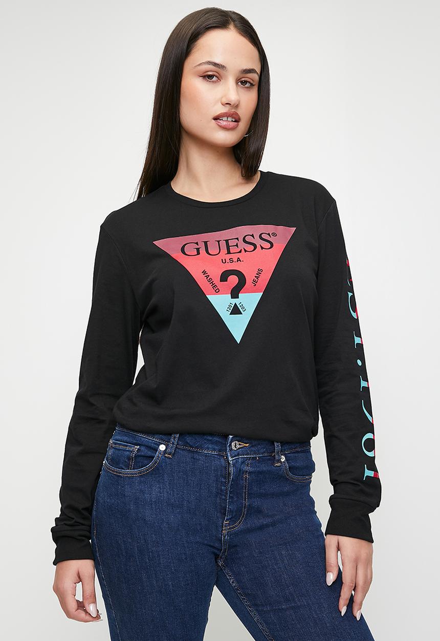 GUESS - Long sleeve cn guess tee - jet black