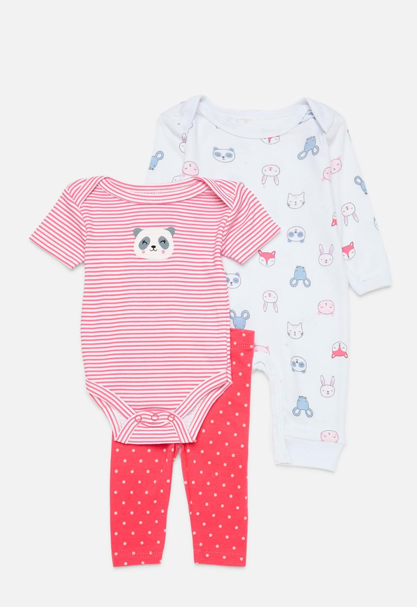 Pop Candy - 3 Piece romper bodyvest & legging set - red & grey