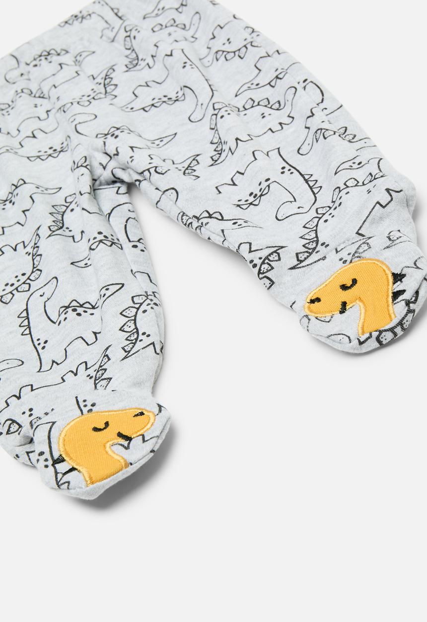 Pop Candy - 3 Piece printed bodyvest legging & bib set - mustard & grey