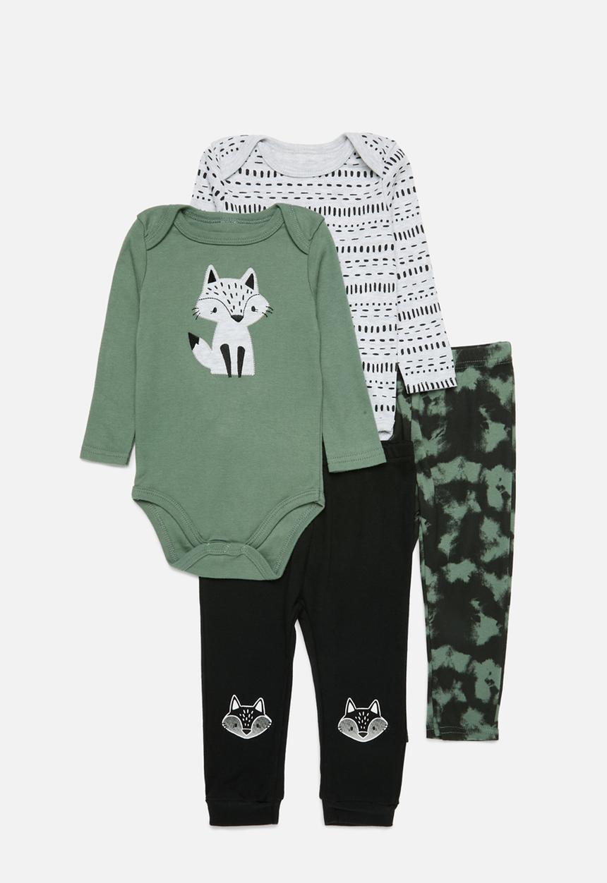 Pop Candy - 4 Piece bodyvest & legging set - grey & green