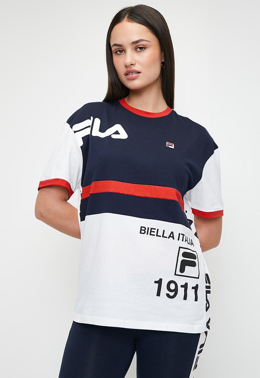 FILA - Molly Oversized T-Shirt - White/ Fila Blue/ Fila Red