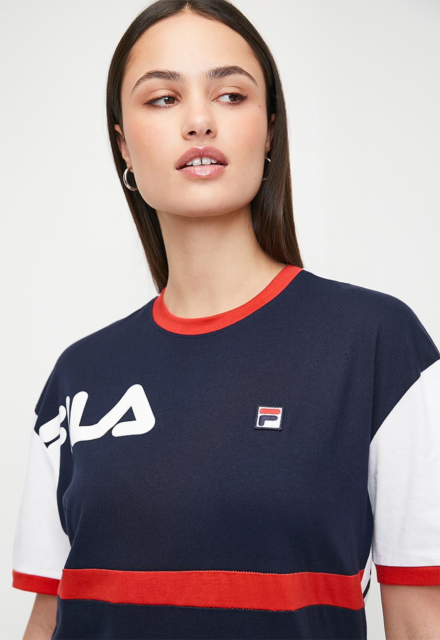 FILA - Molly Oversized T-Shirt - White/ Fila Blue/ Fila Red