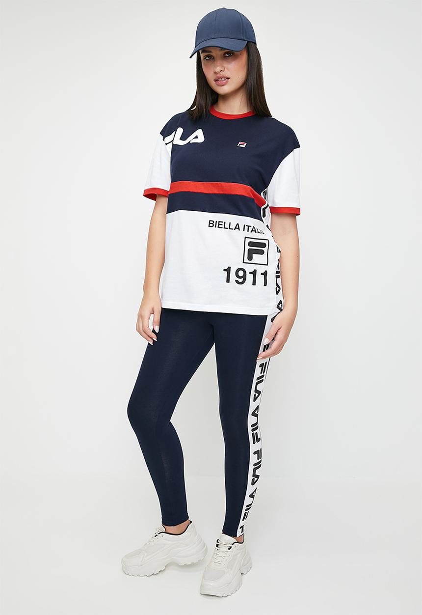 FILA - Molly Oversized T-Shirt - White/ Fila Blue/ Fila Red