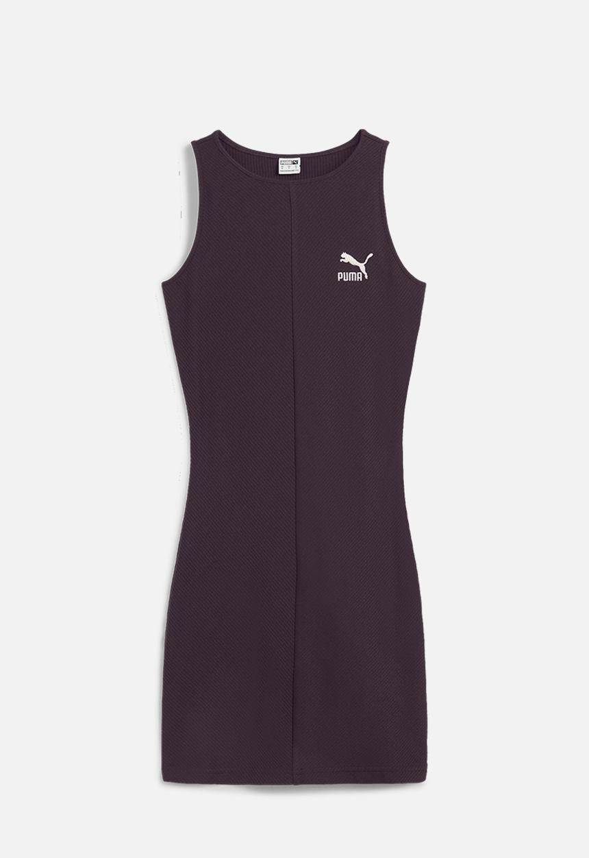 PUMA - Classics Ribbed Sleeveless Dress - Midnight Plum