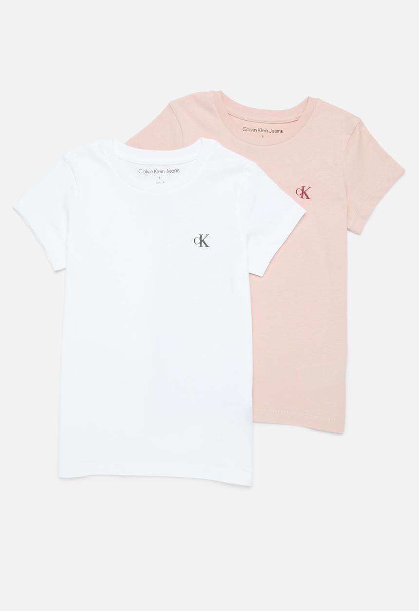 Calvin Klein - Ckjk 2-Pack slim monogram top kids - bright white & sepia rose