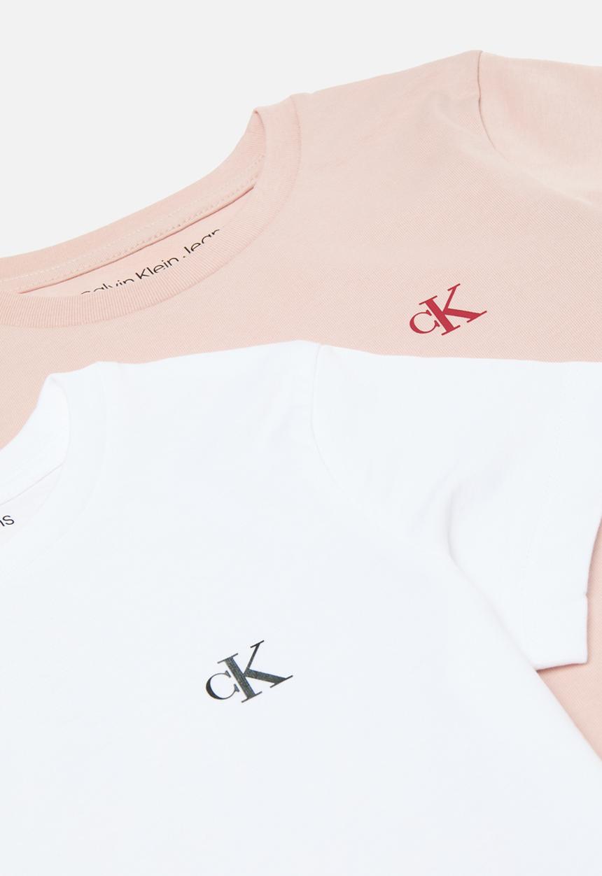 Calvin Klein - Ckjk 2-Pack slim monogram top kids - bright white & sepia rose