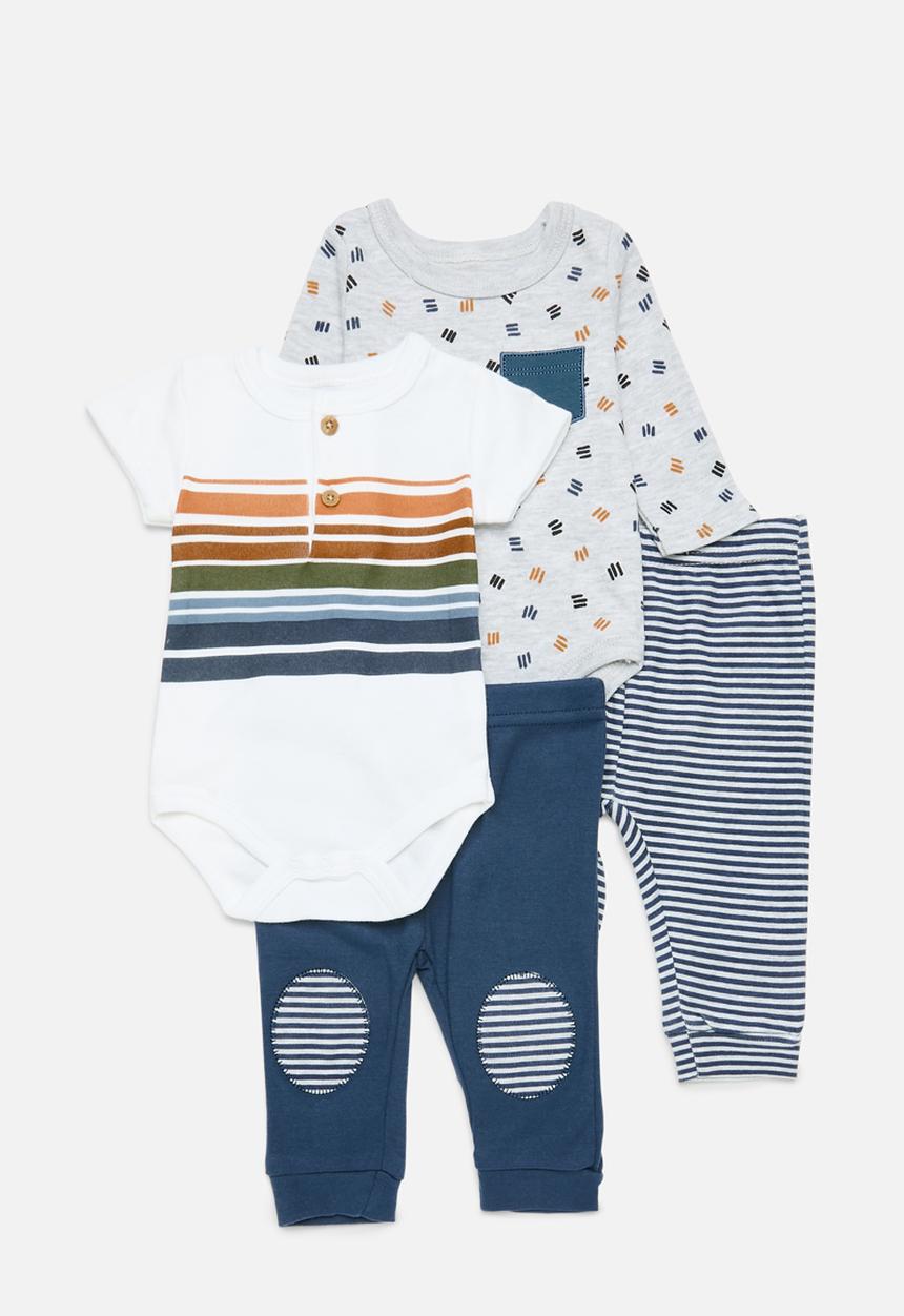 Pop Candy - 4 Piece bodyvest& legging set - grey& navy 