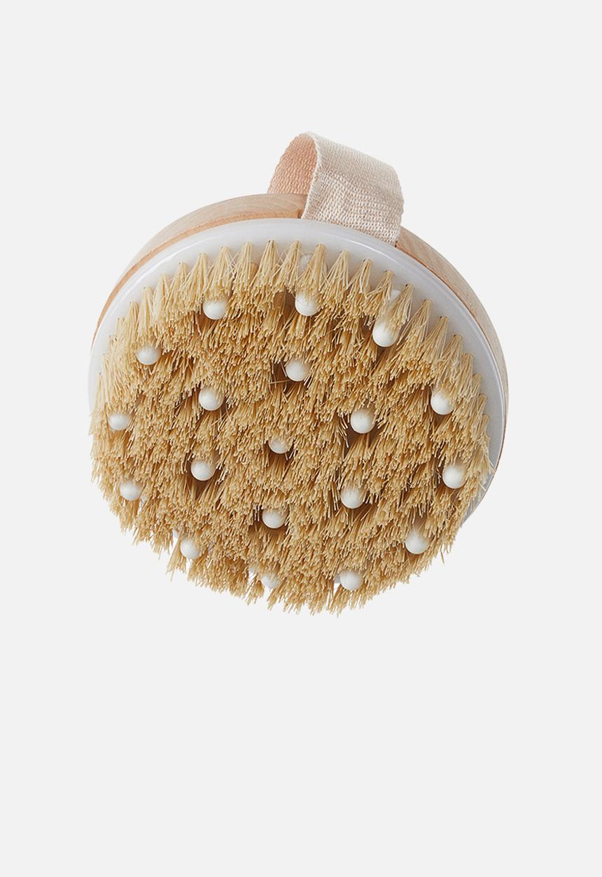 H&M - Round dry body brush - light beige & white