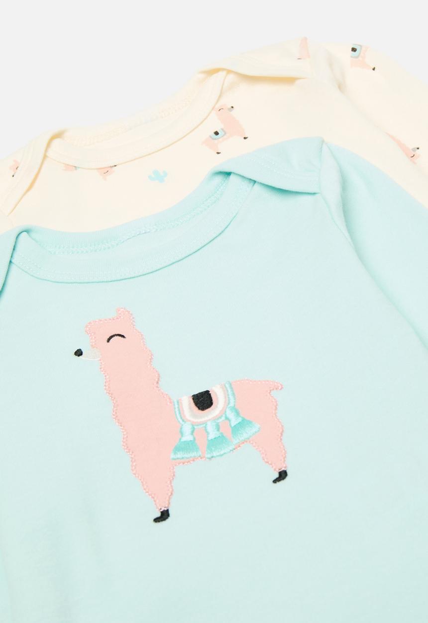 Pop Candy - 4 Piece bodyvest& legging set-ecru & light blue