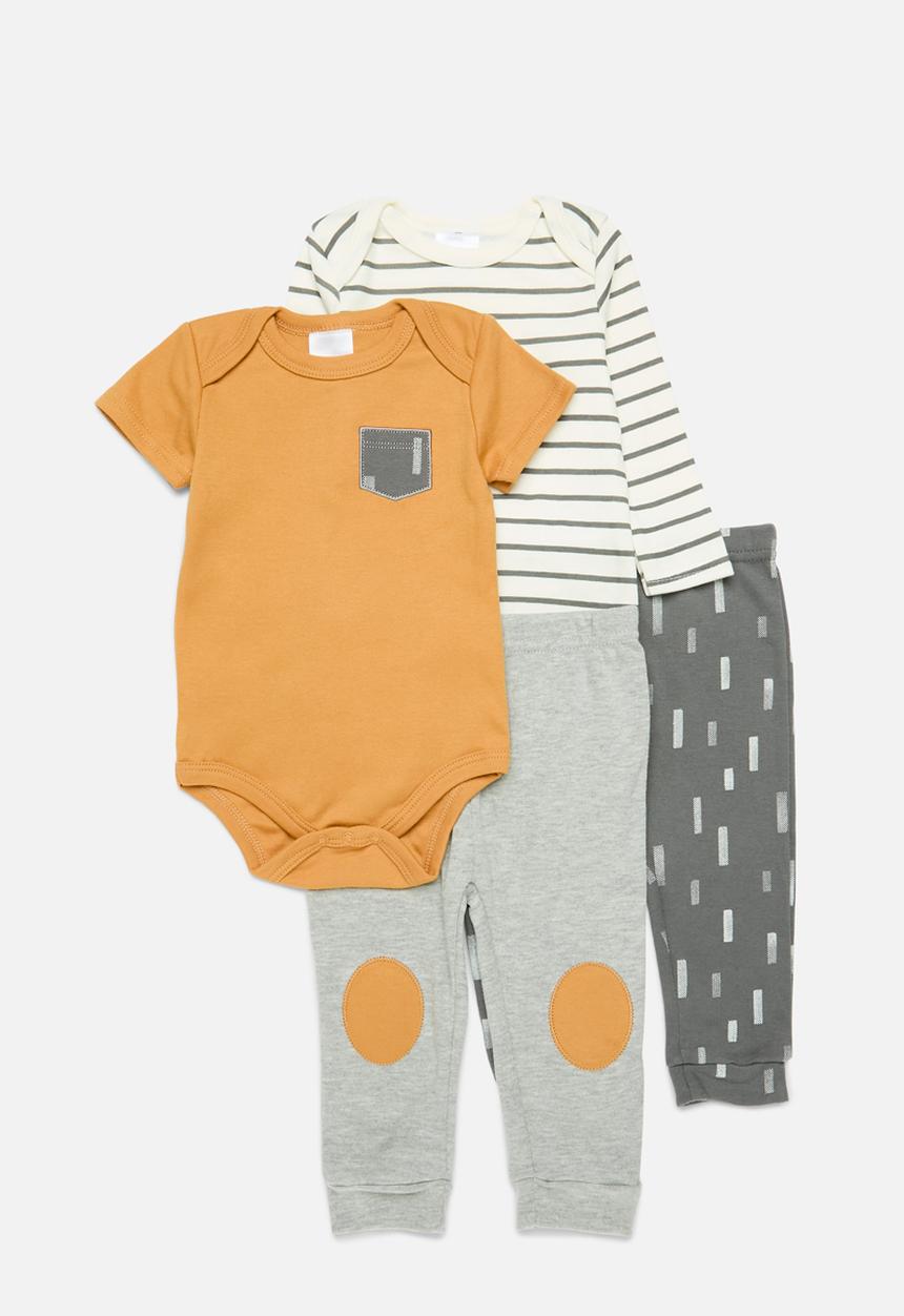 Pop Candy - 4 Piece bodyvest& legging set-rust & black & white