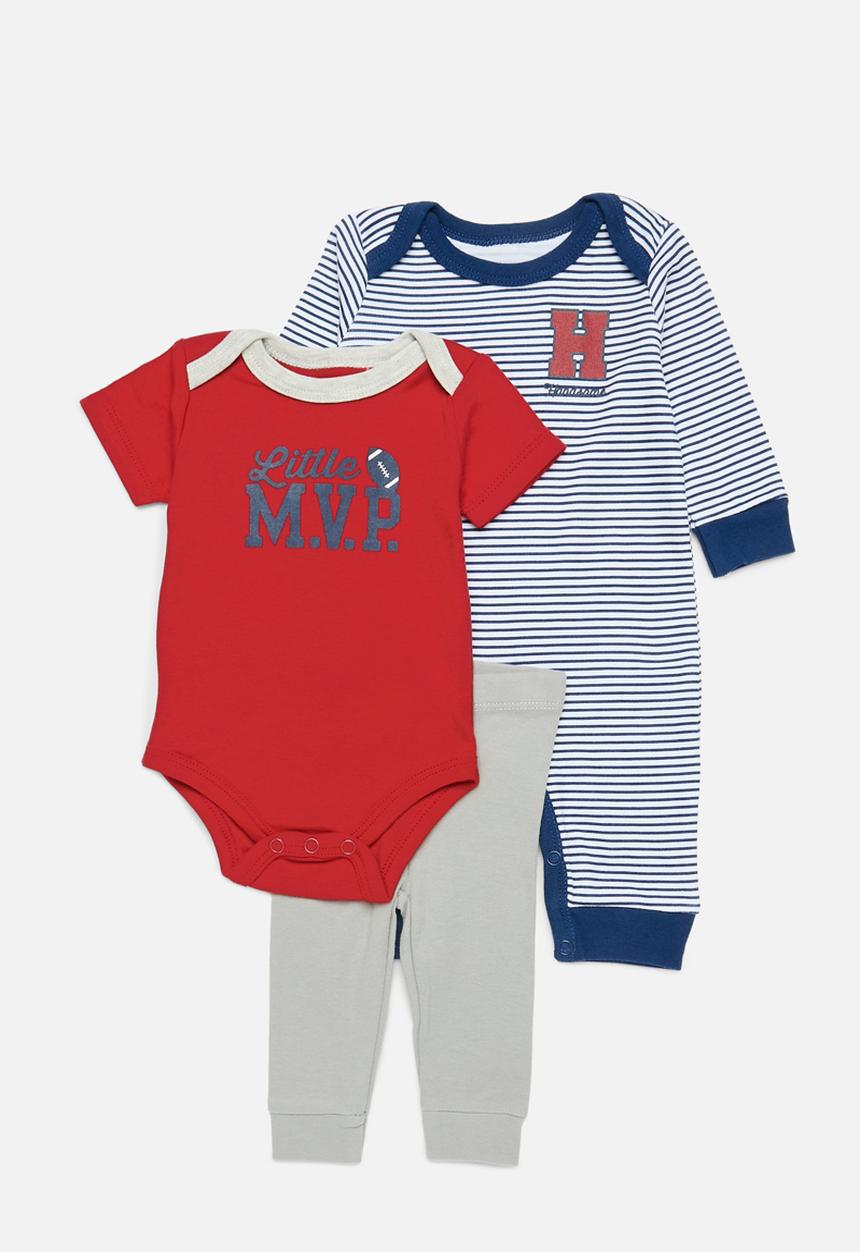 Pop Candy - 3 Piece romper bodyvest & legging set-blue & red