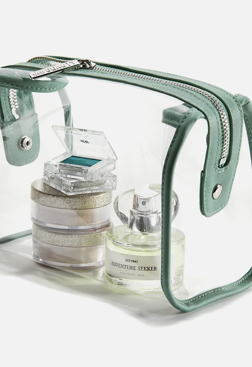 H&M - Transparent make-up bag - light dusty green/transparent