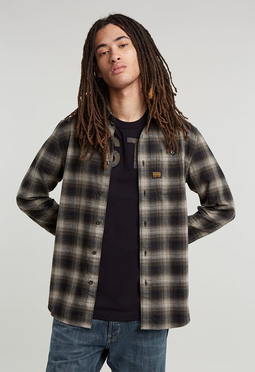 G-STAR - Bristum 2.0 Slim Shirt l\s - dk moss arthur check