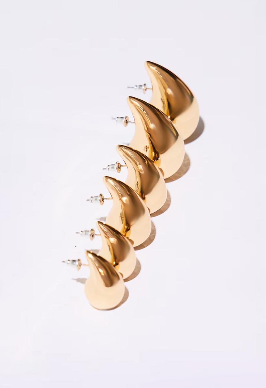 PrettyLittleThing - Tear drop stud earring multipack - Gold