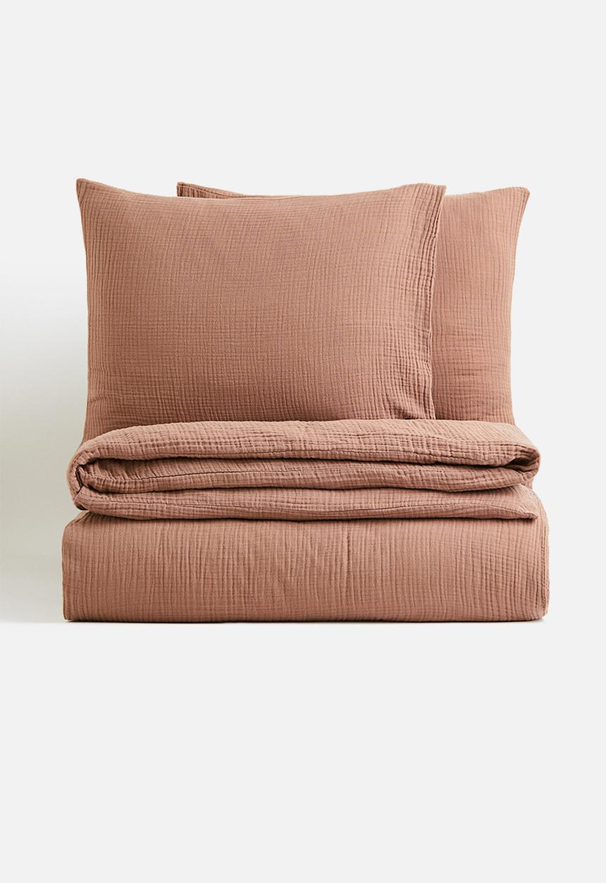 H&M - Muslin double/king duvet cover set - brown