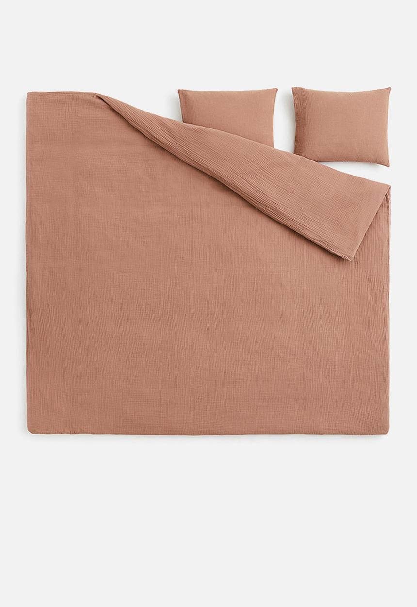 H&M - Muslin double/king duvet cover set - brown