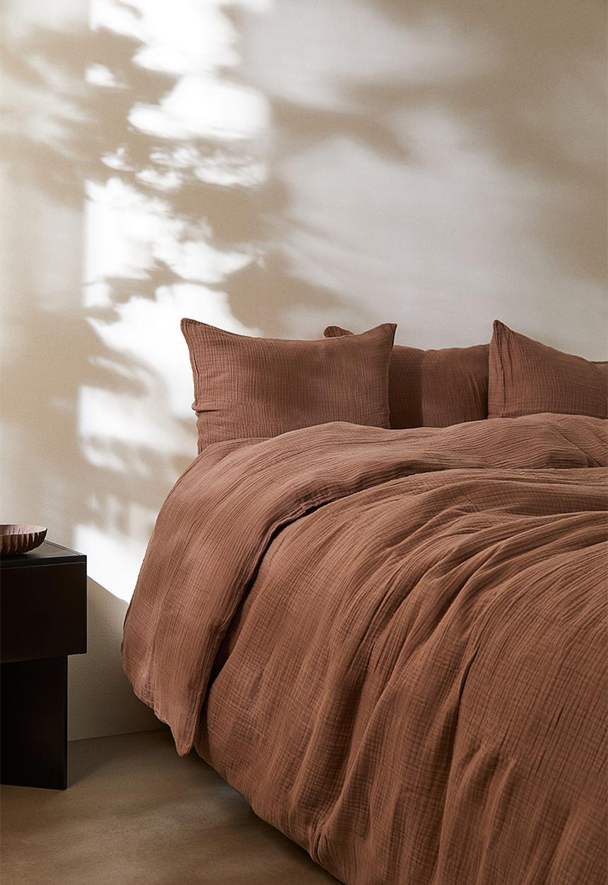 H&M - Muslin double/king duvet cover set - brown