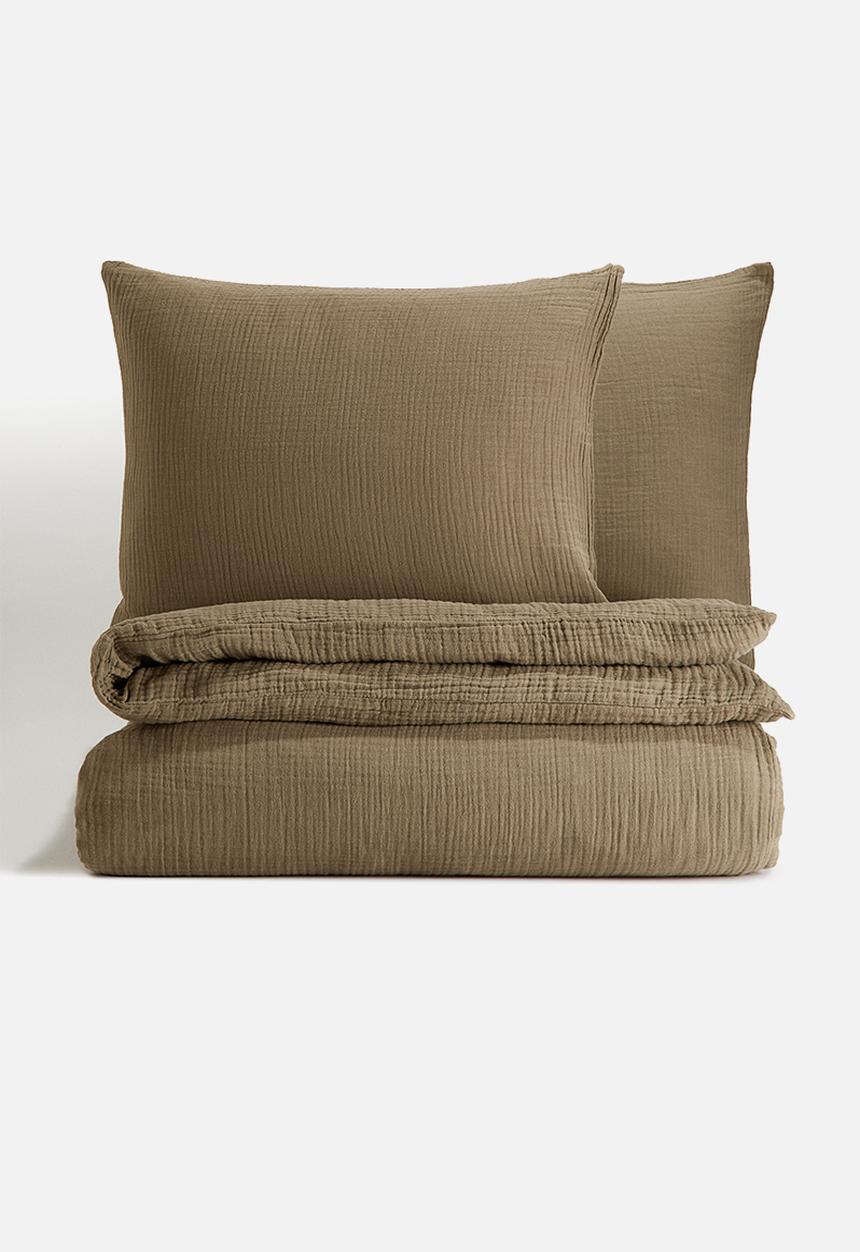 H&M - Muslin double/king duvet cover set - green