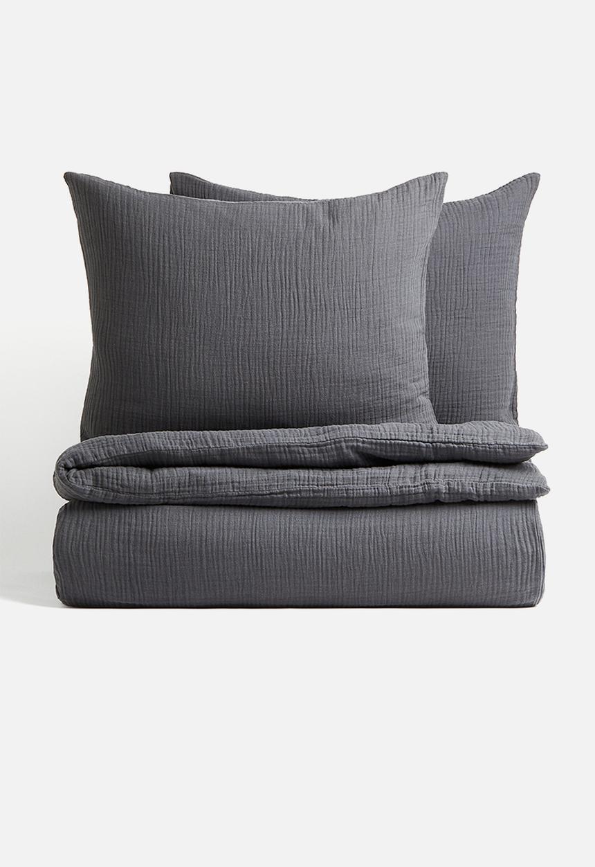 H&M - Muslin double/king duvet cover set - grey