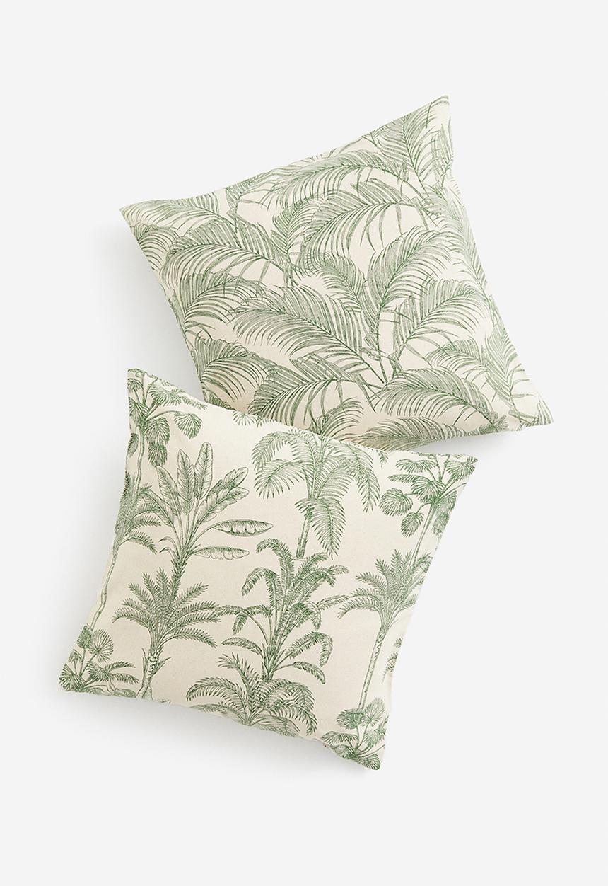 H&M - 2-Pack cotton cushion covers - light beige green
