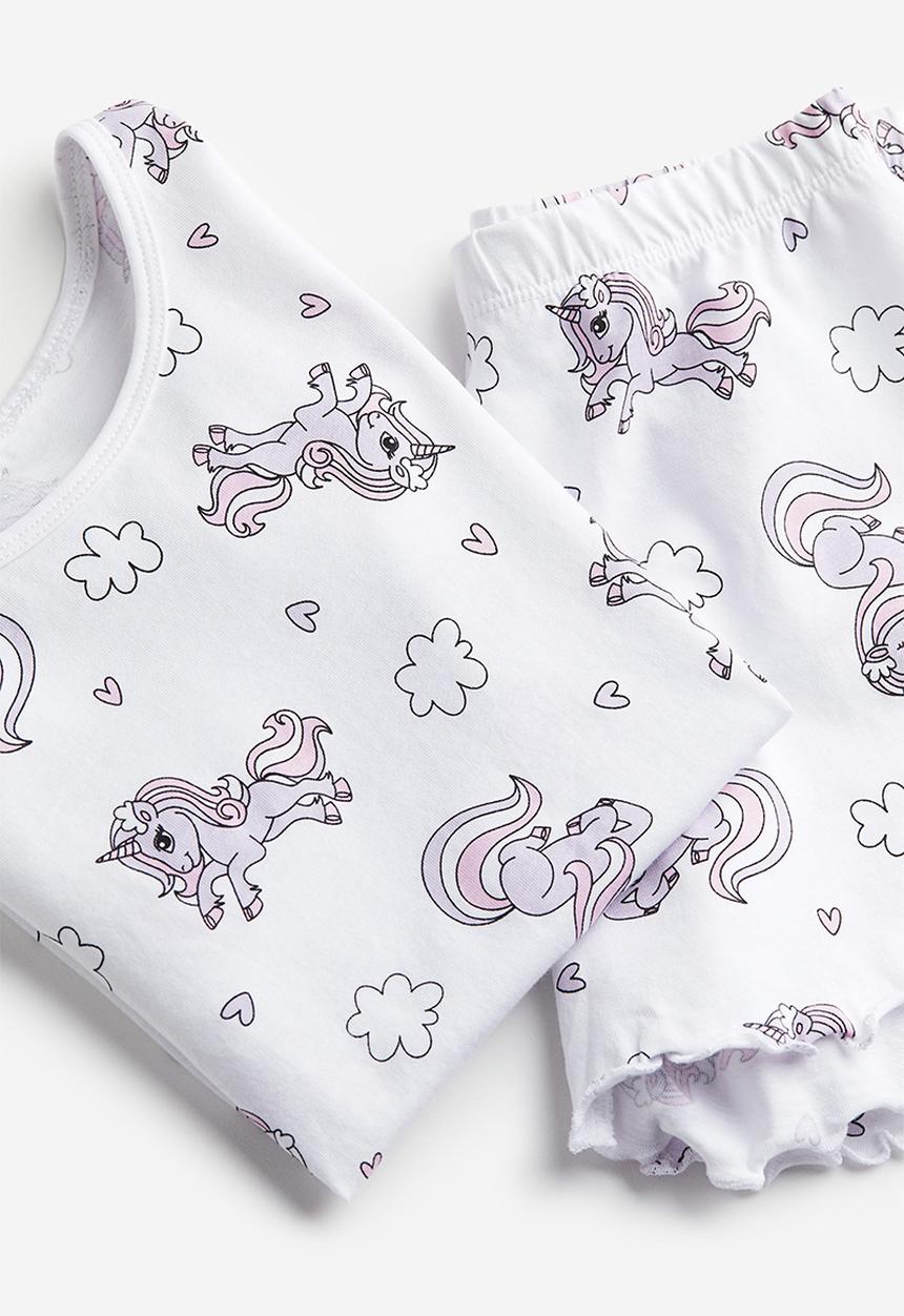 H&M - Cotton pyjamas - white unicorns