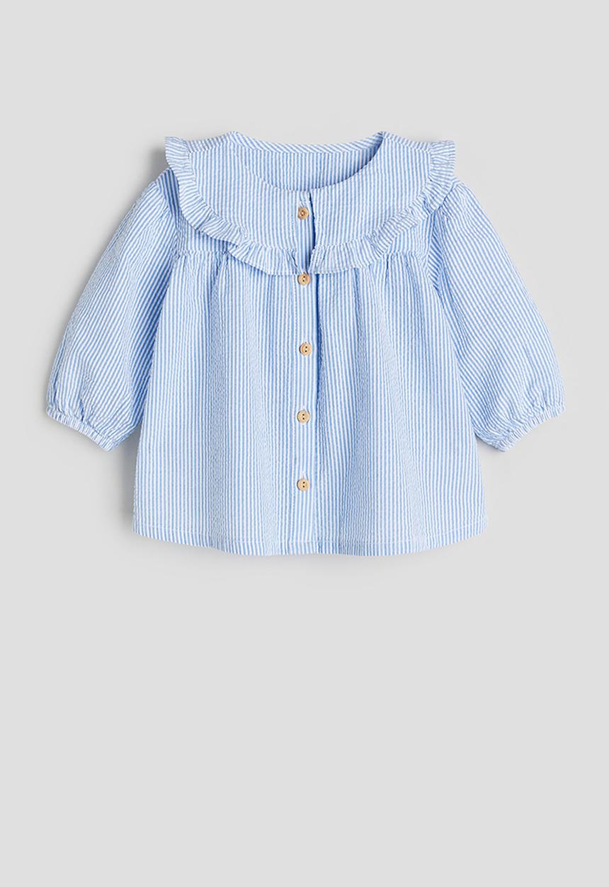 H&M - Collared cotton blouse - light blue striped
