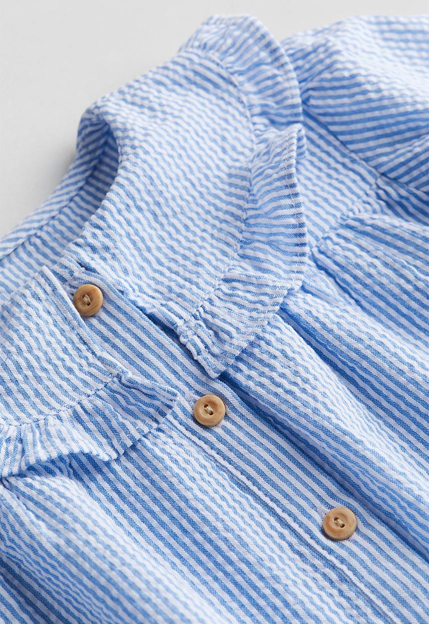 H&M - Collared cotton blouse - light blue striped