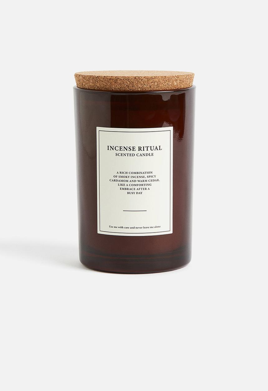 H&M - Large cork-lid scented candle - dark brown/incense ritual 