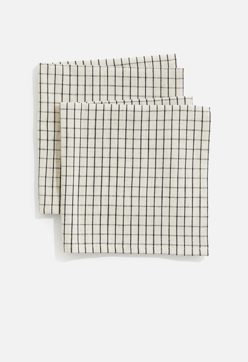 H&M - 2-Pack napkins - Dark grey Checked