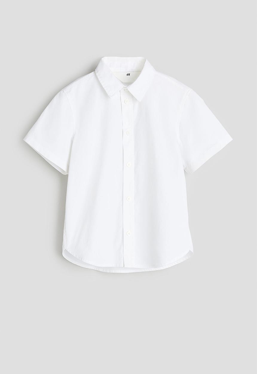 H&M - Short-sleeved cotton shirt - white
