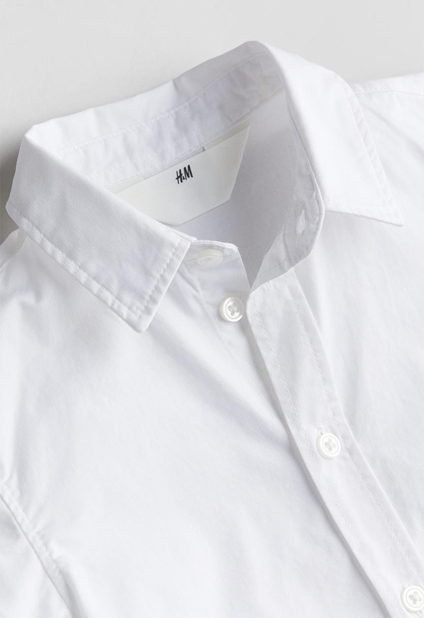 H&M - Short-sleeved cotton shirt - white