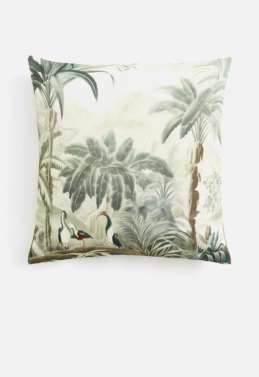 H&M - Patterned cotton cushion cover - white palm trees 