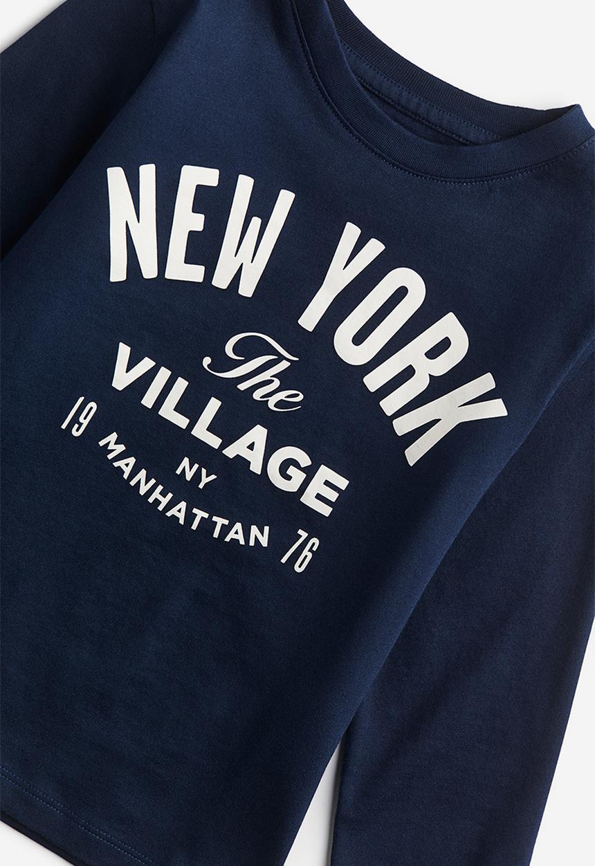 H&M - Long-sleeved T-shirt - dark blue new york