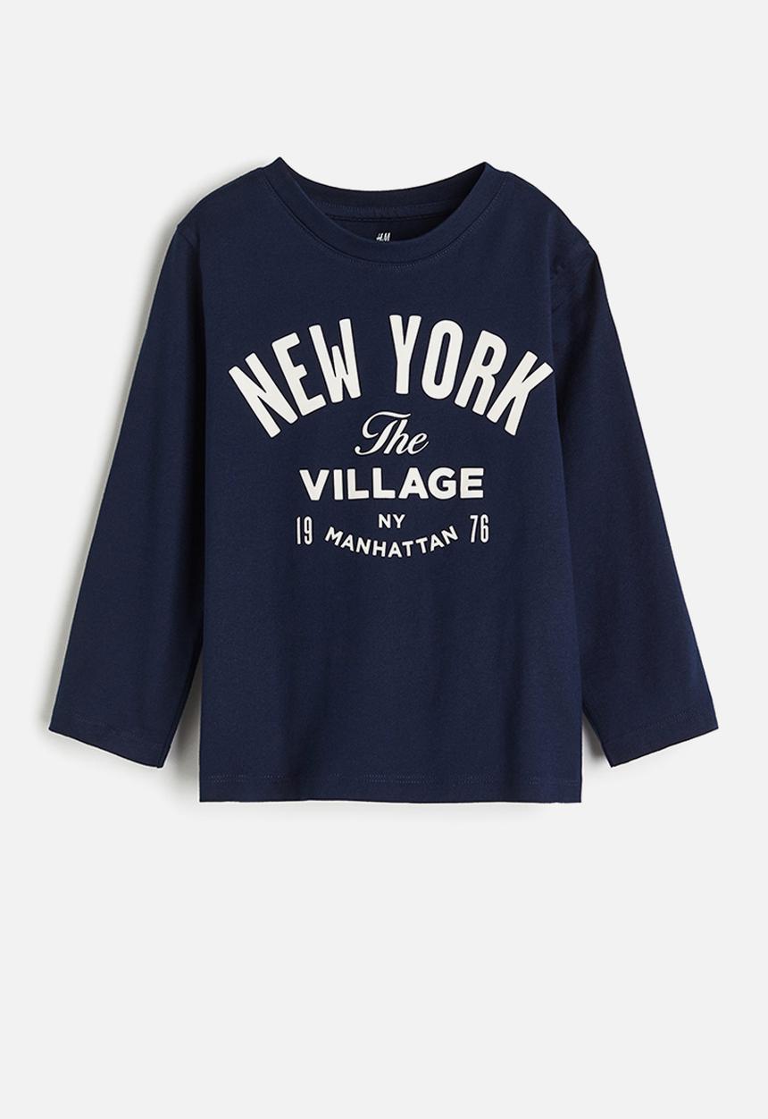 H&M - Long-sleeved T-shirt - dark blue new york