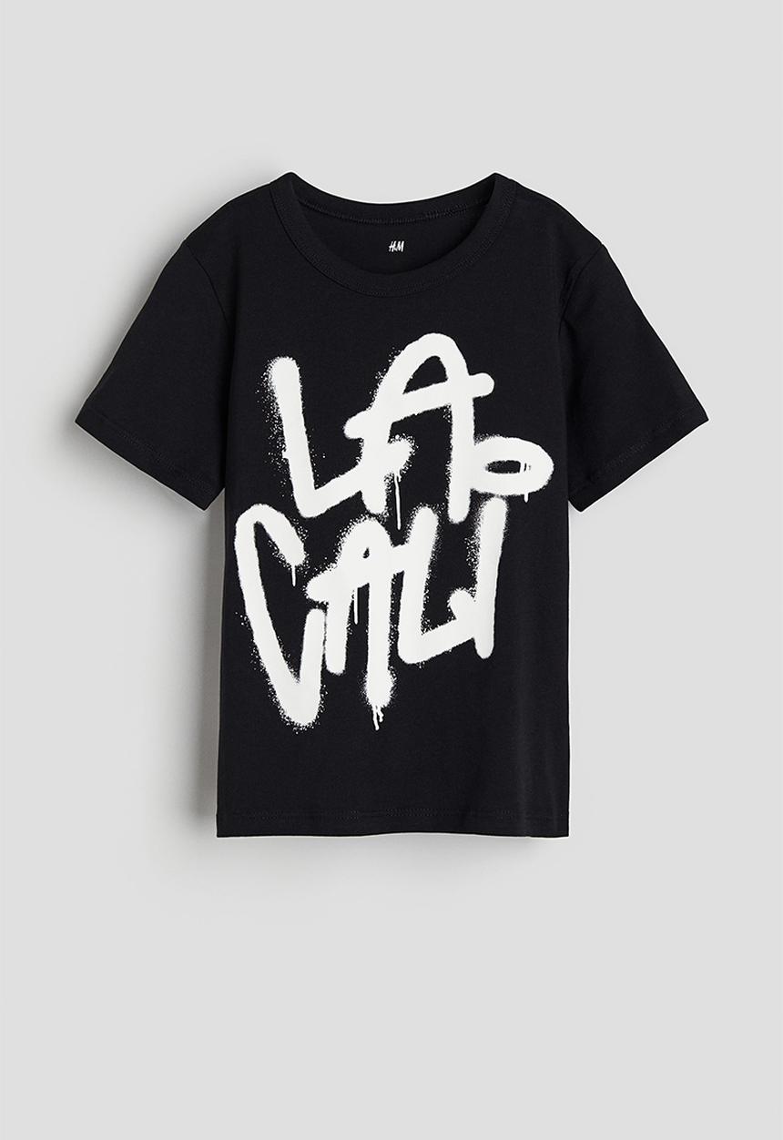 H&M - Printed cotton T-shirt - Black LA Cali
