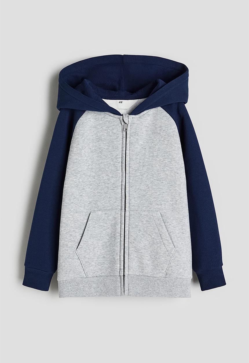 H&M - Zip-through hoodie - dark blue & light grey marl