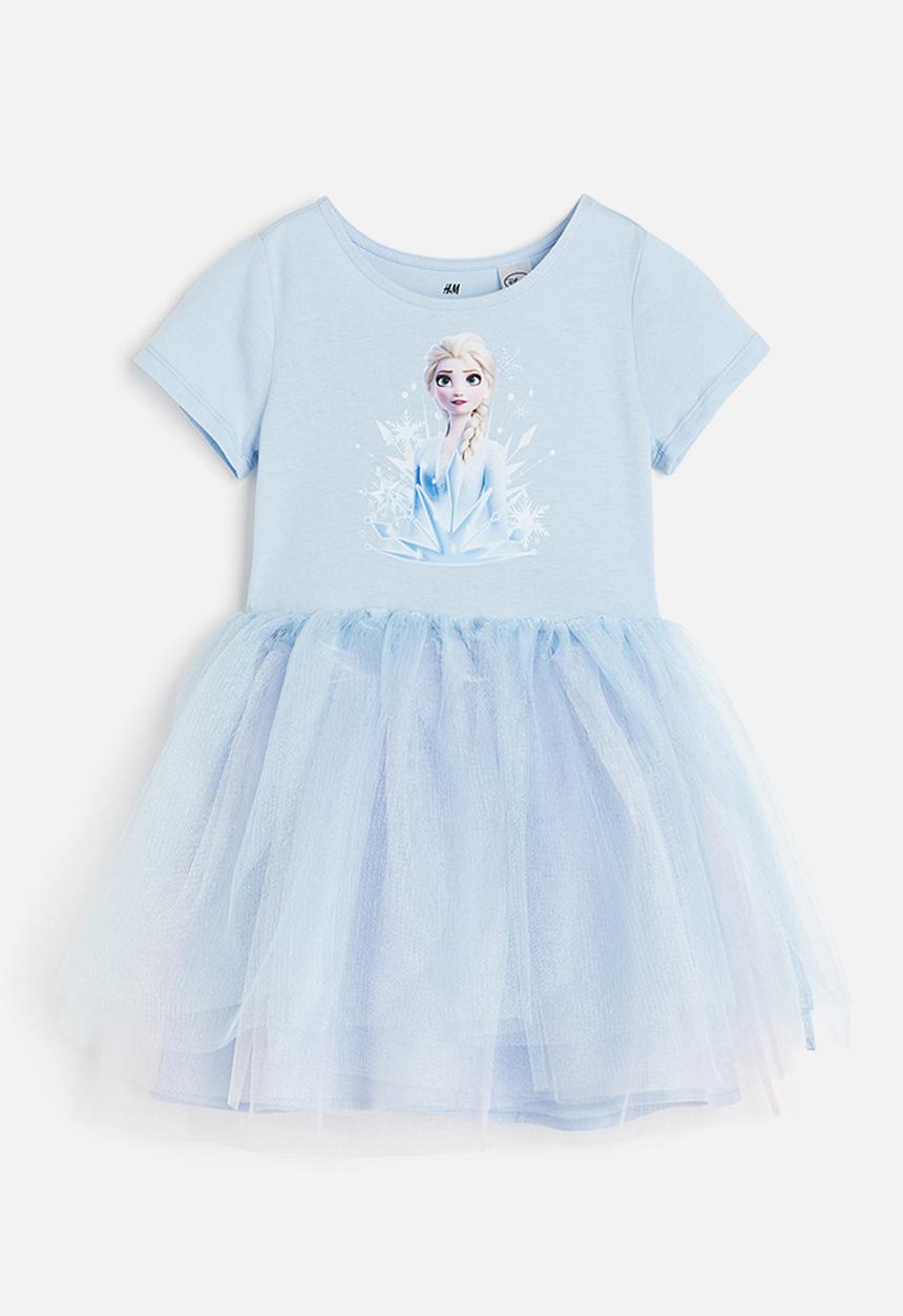 H&M - Printed tulle dress - light blue frozen