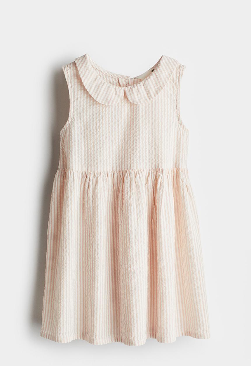 H&M - Cotton dress - Light dusty pink Striped
