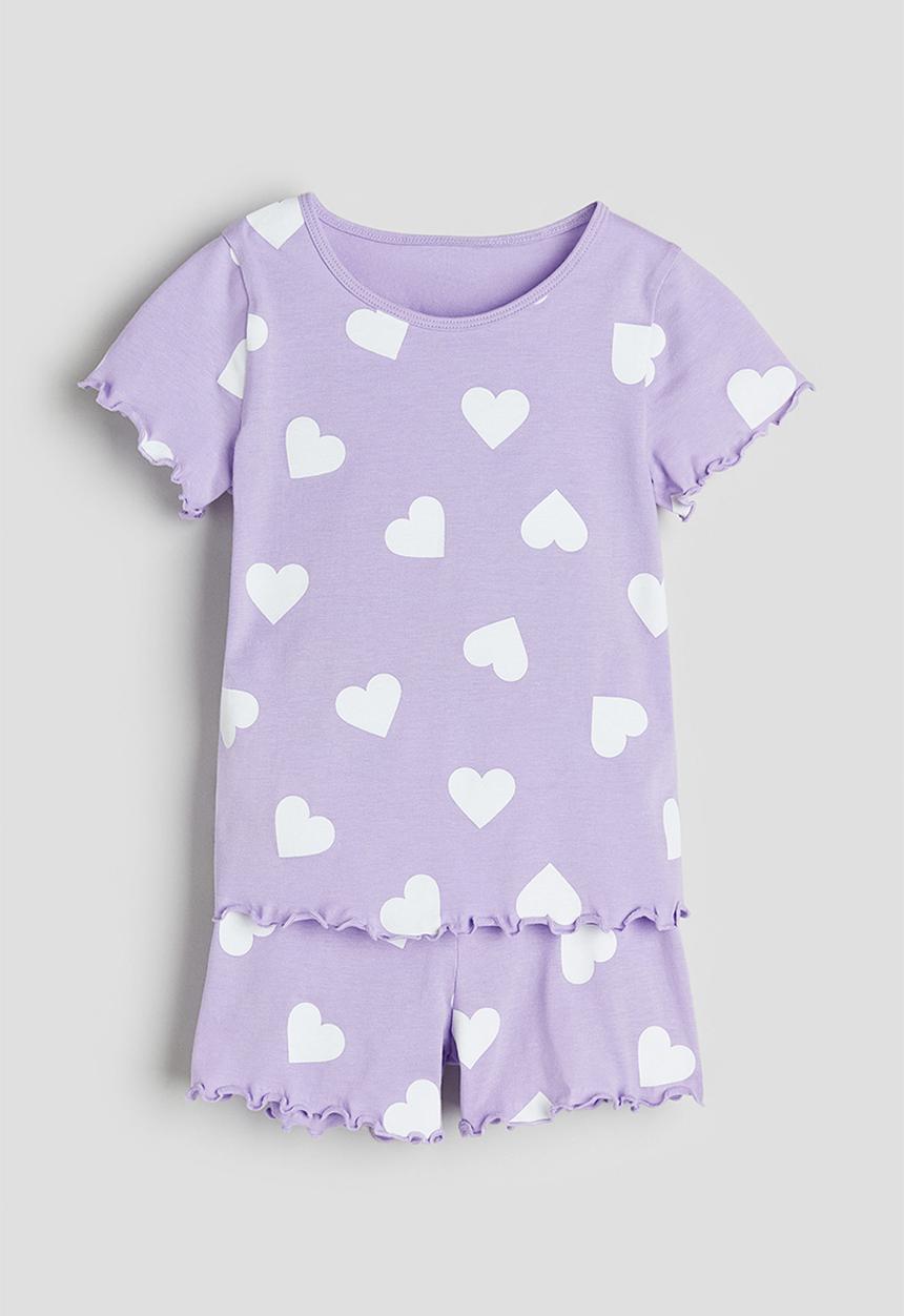 H&M - Cotton pyjamas - purple hearts